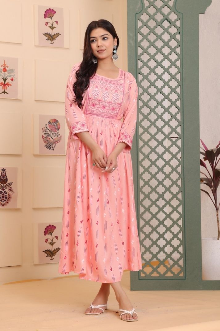 Cotton Printed Gown For Women's And Girls