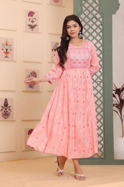 Cotton Printed Gown For Women's And Girls