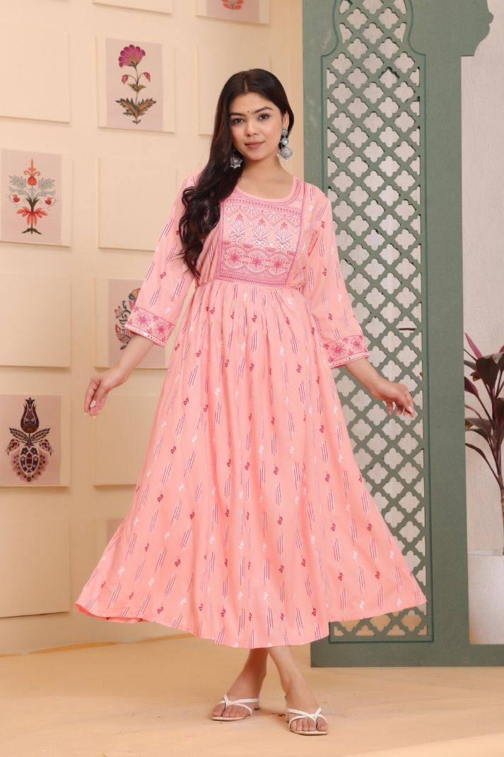 Cotton Printed Gown For Women's And Girls