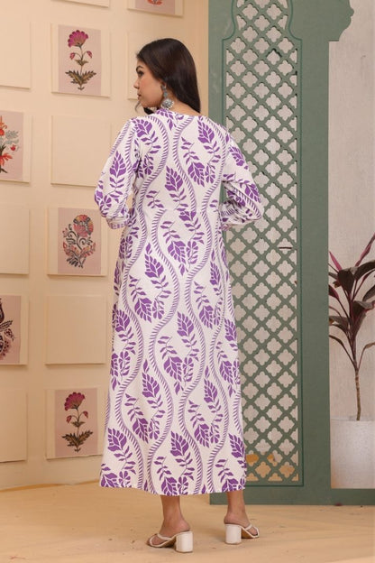 Cotton Flower Printed Gown For Women's And Girls