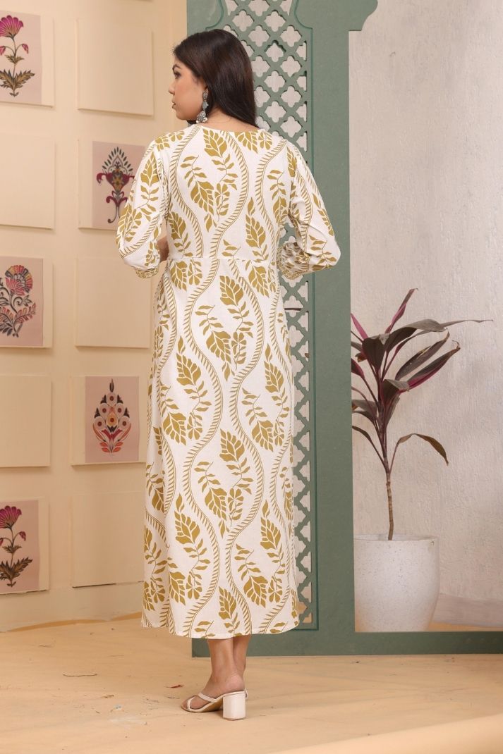 Cotton Flower Printed Gown For Women's And Girls