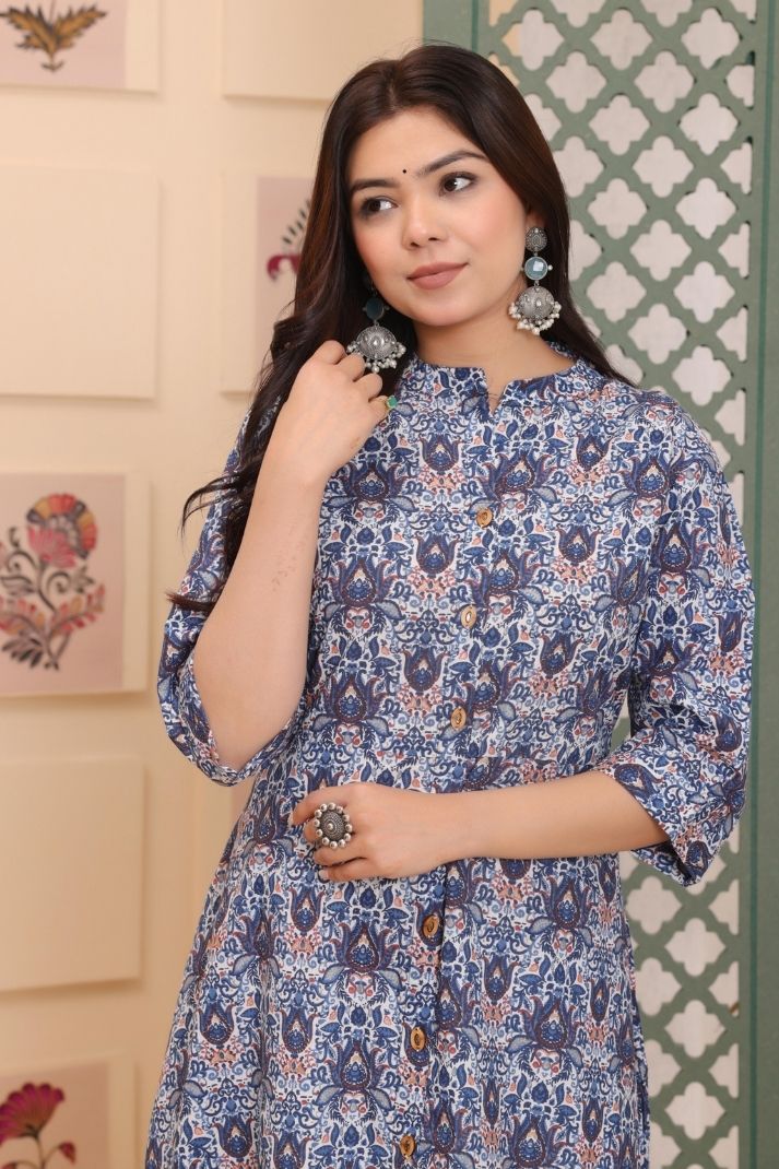 Cotton Flower Printed Gown For Women's And Girls