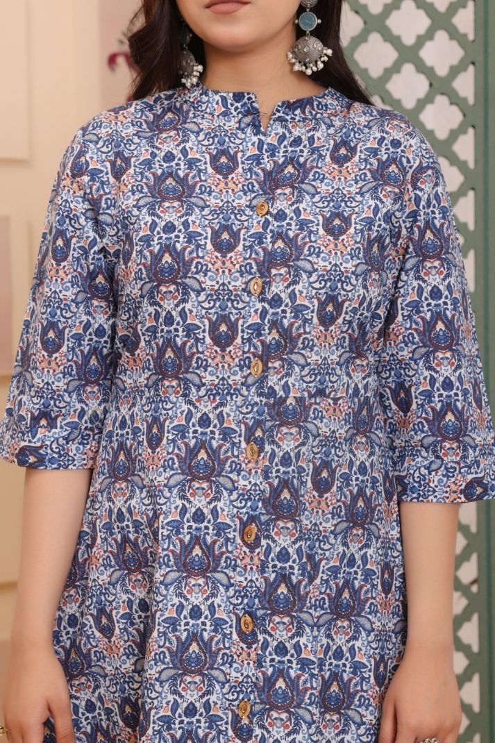 Cotton Flower Printed Gown For Women's And Girls