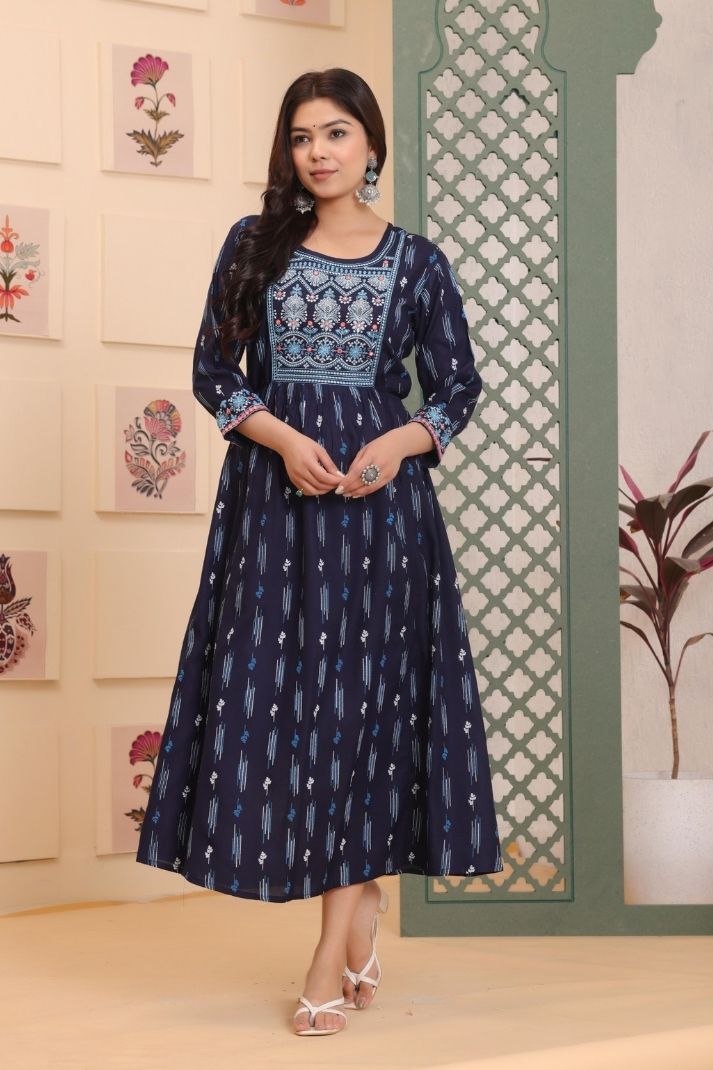 Cotton Printed Gown For Women's And Girls