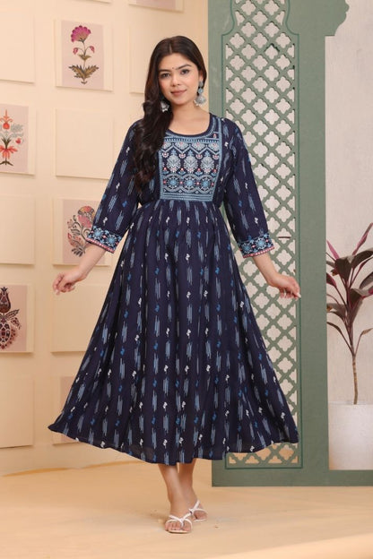 Cotton Printed Gown For Women's And Girls