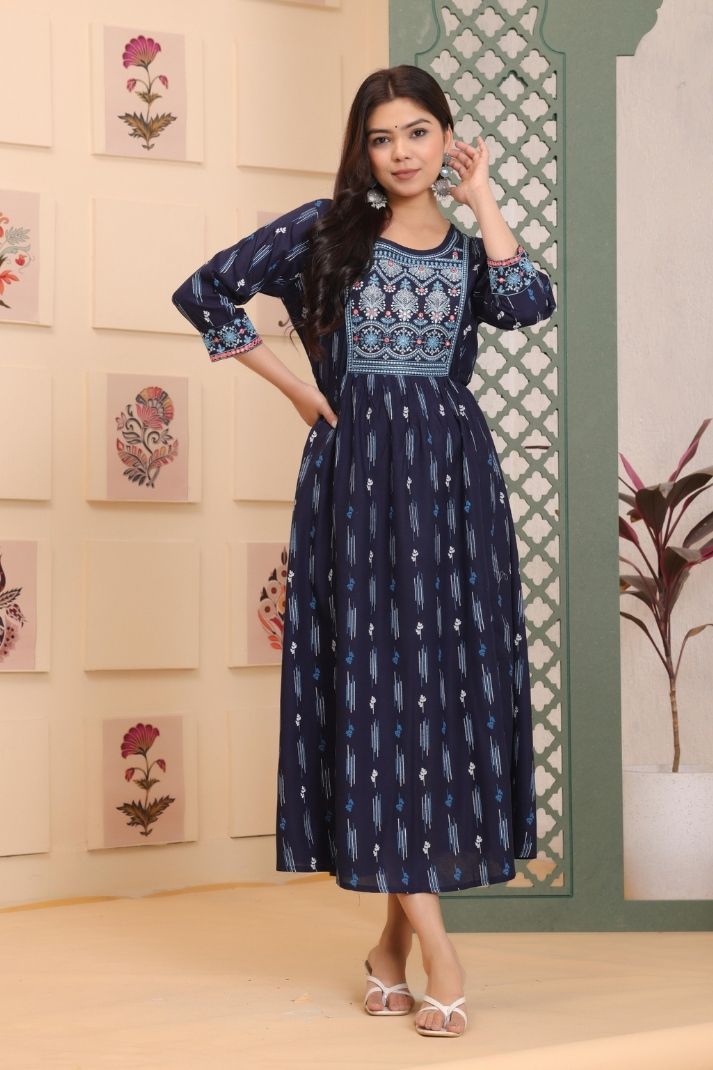 Cotton Printed Gown For Women's And Girls