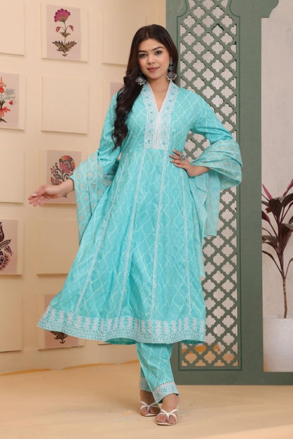 Rayon Printed 3 Pc kurta set for Women and Girls