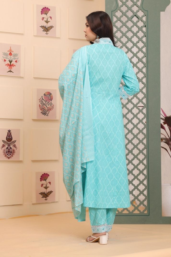 Rayon Printed 3 Pc kurta set for Women and Girls