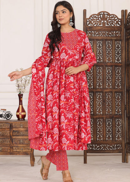 Ruhani Cotton Printed Beautiful Handmade Complete Kurti Set.