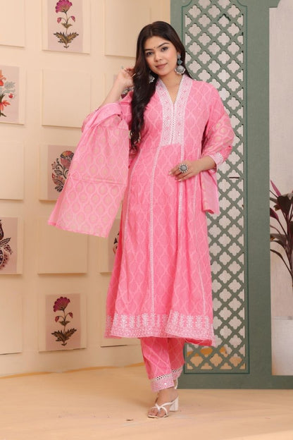 Rayon Printed 3 Pc kurta set for Women and Girls