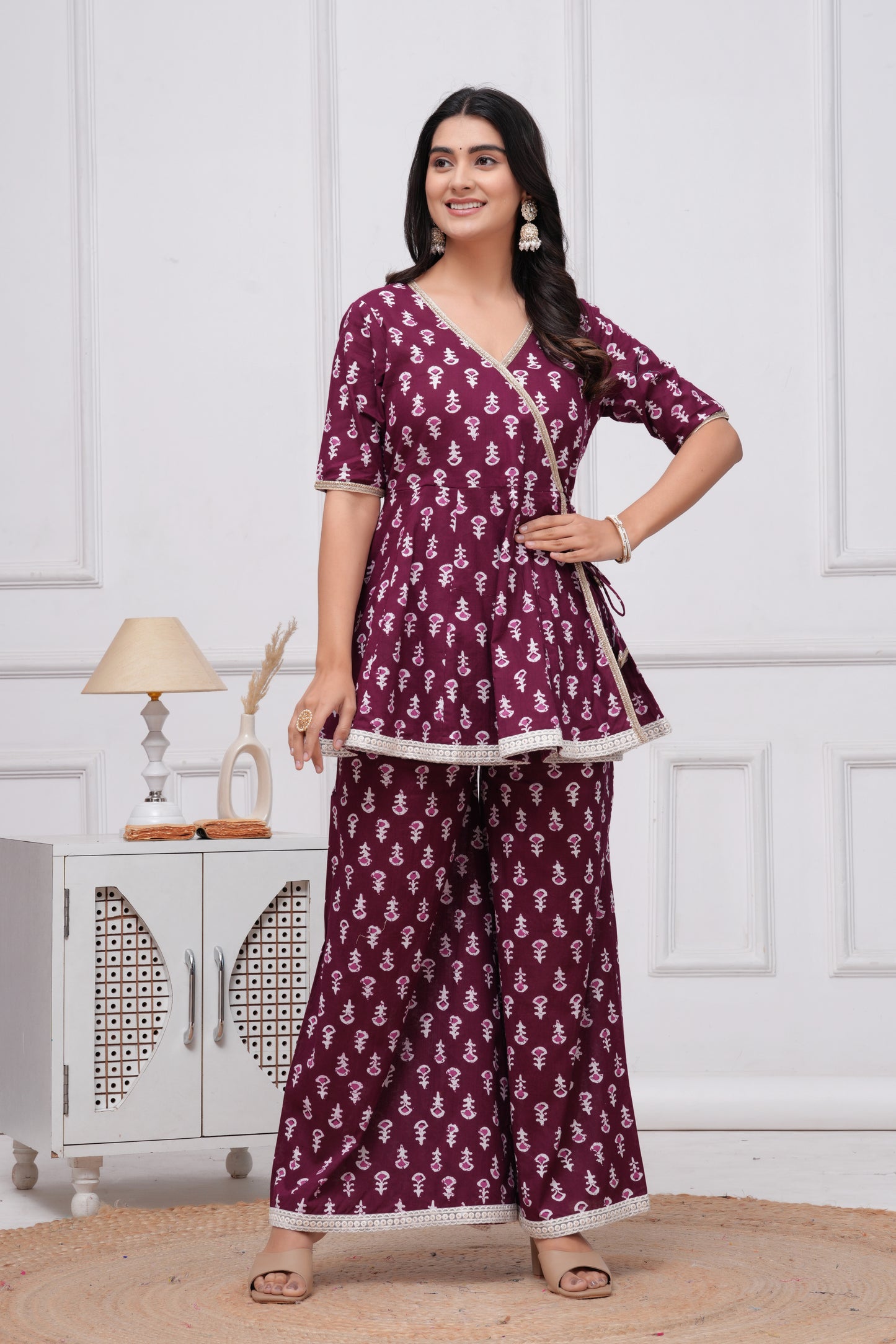 Cotton Printed Short Kurta With Palazzo