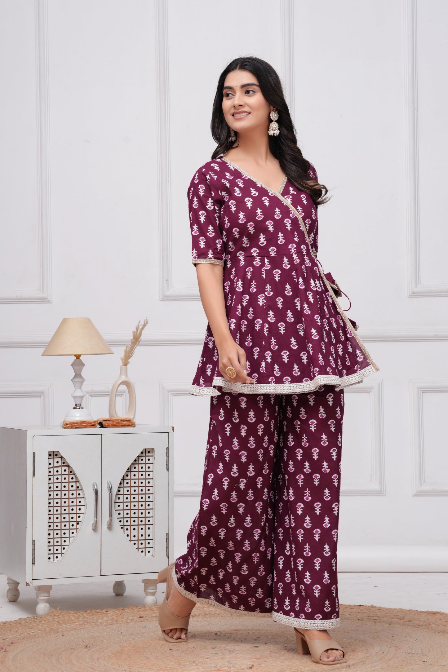 Cotton Printed Short Kurta With Palazzo