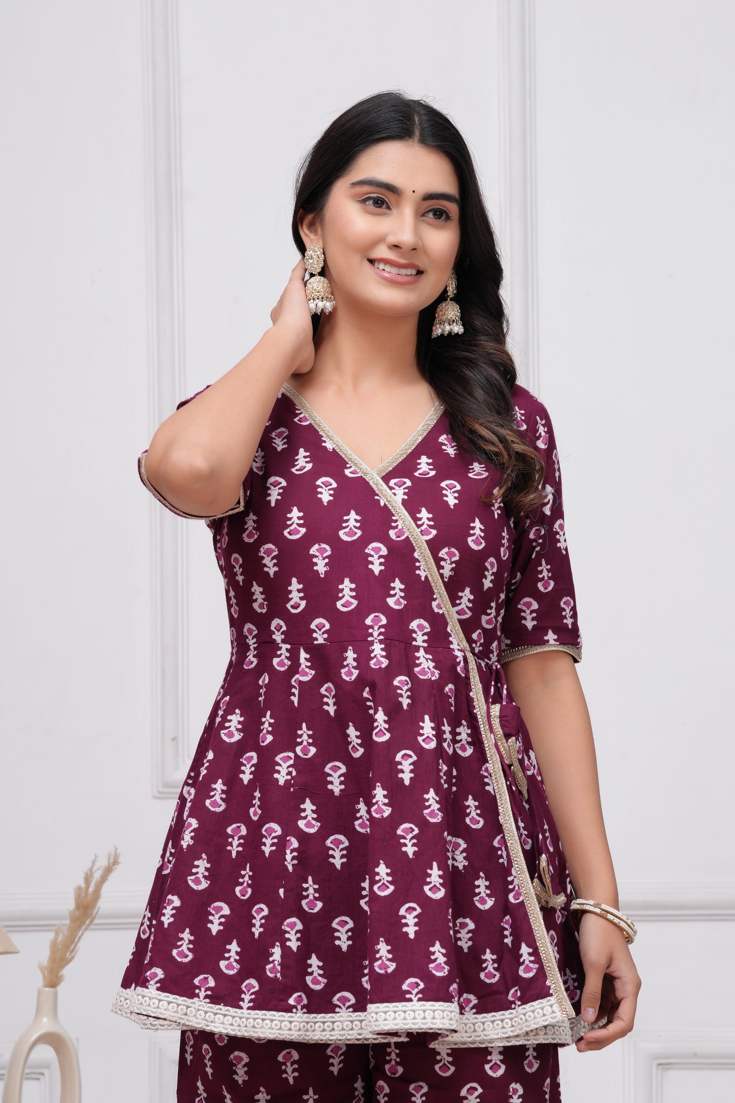 Cotton Printed Short Kurta With Palazzo