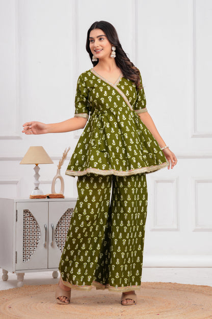 Cotton Printed Short Kurti With Palazzo