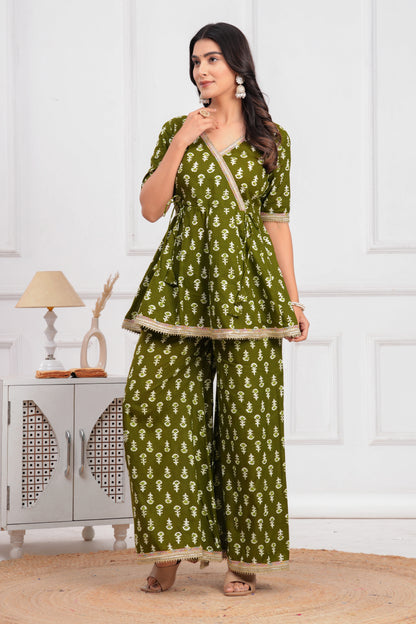 Cotton Printed Short Kurti With Palazzo