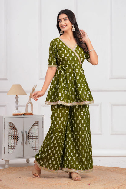 Cotton Printed Short Kurti With Palazzo