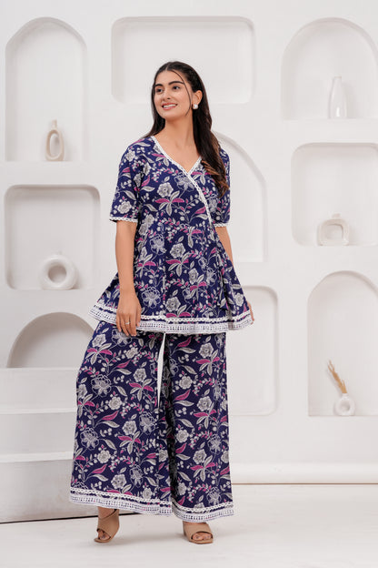 Cotton Printed Short Kurta With Palazzo