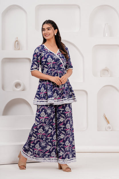 Cotton Printed Short Kurta With Palazzo