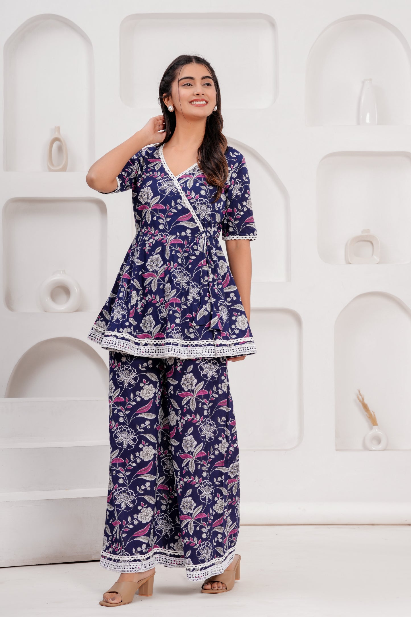 Cotton Printed Short Kurta With Palazzo