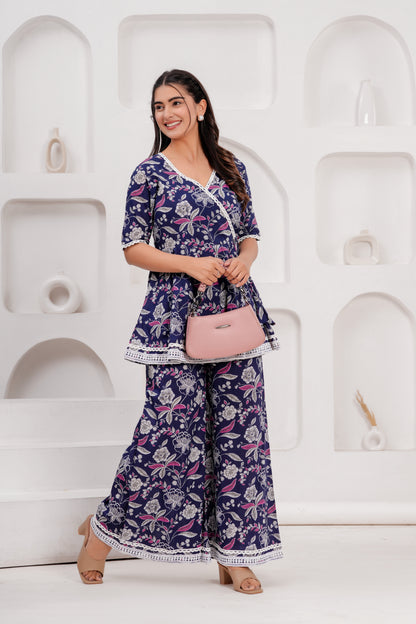 Cotton Printed Short Kurta With Palazzo