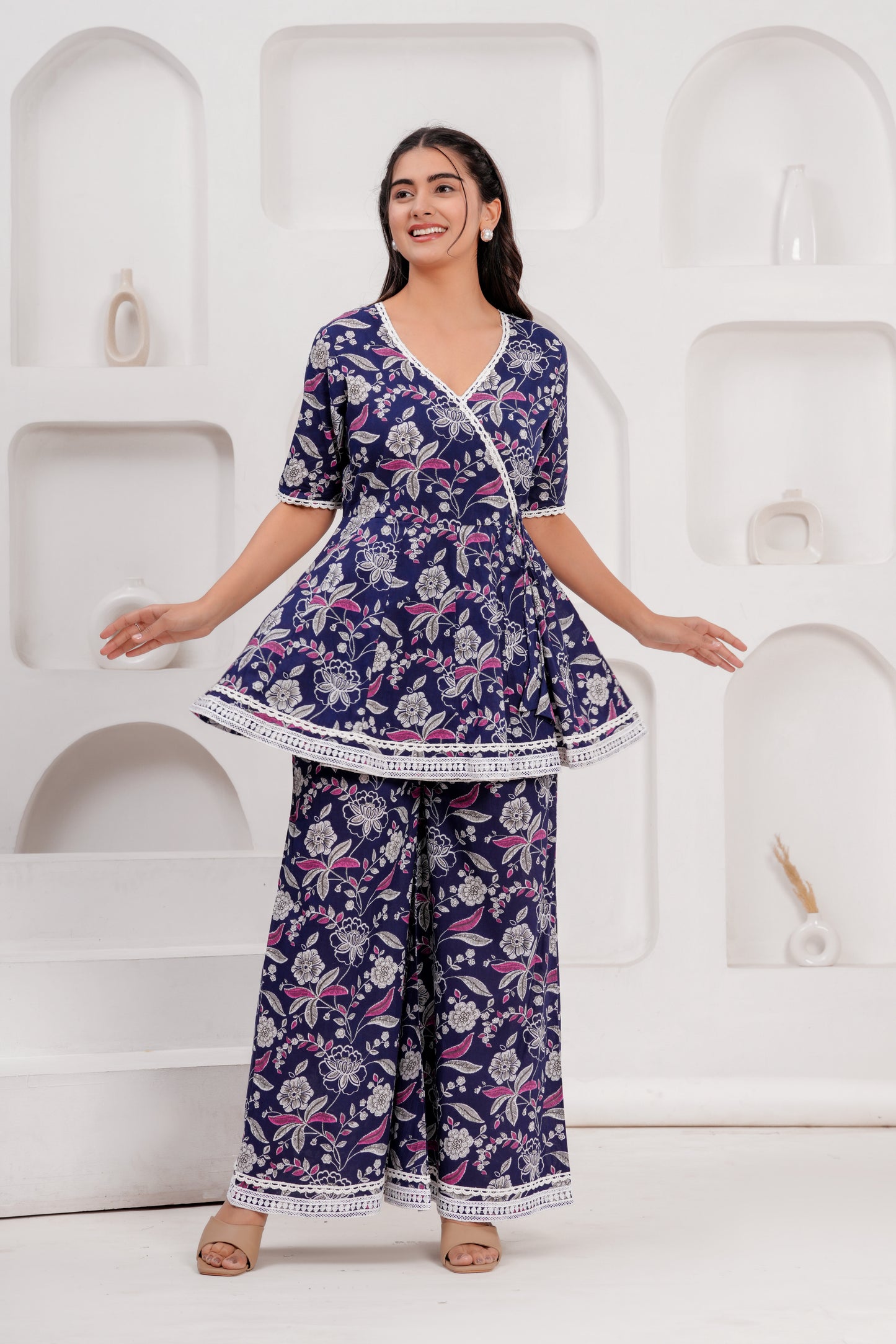 Cotton Printed Short Kurta With Palazzo