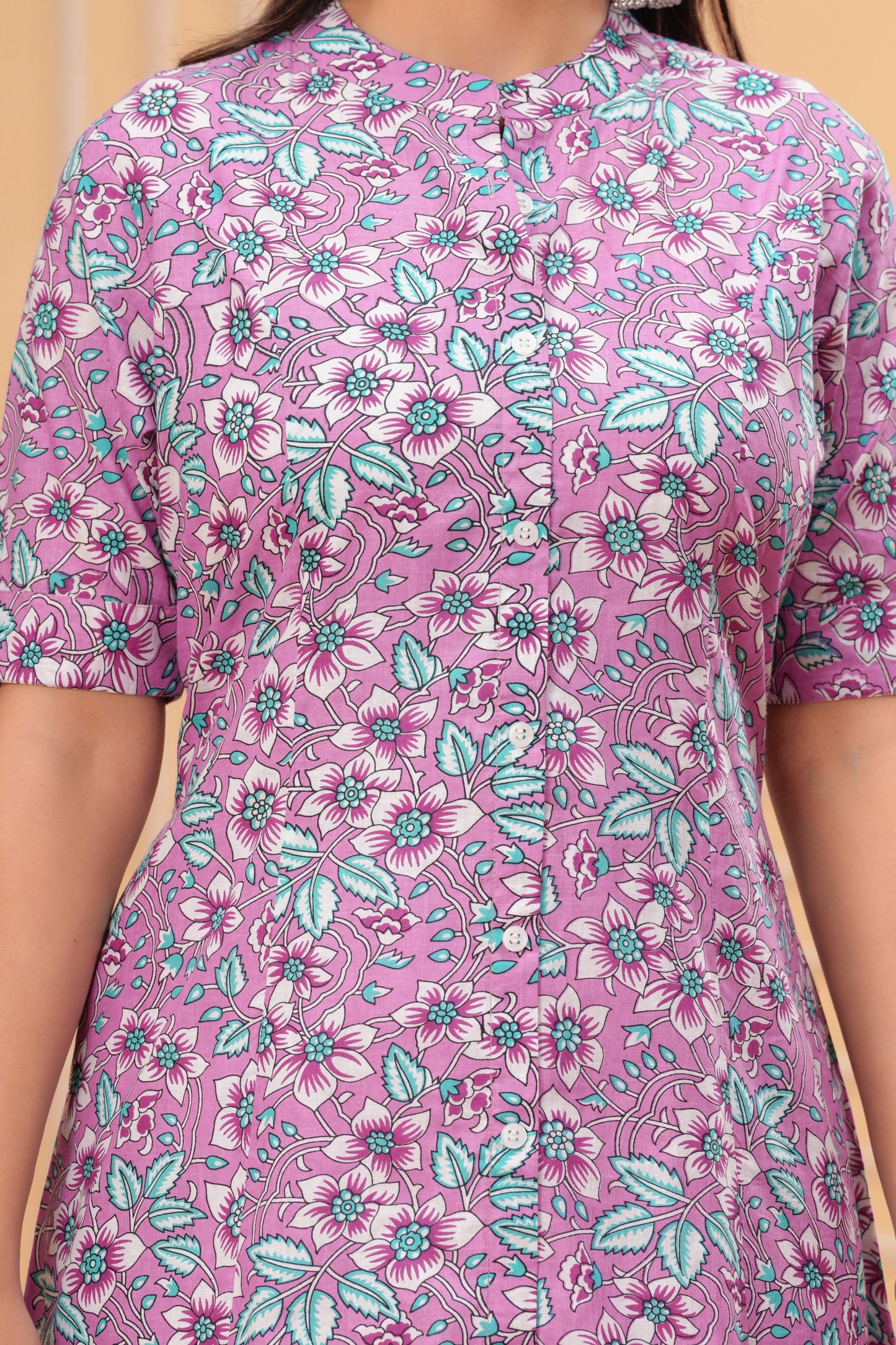 Flower Printed Cotton Straight Kurti For Women's and Girls