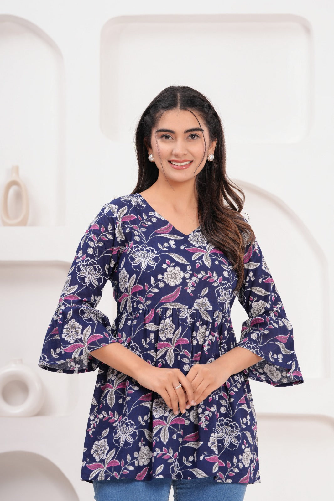 Cotton Flower Printed Tops For Women's and Girls