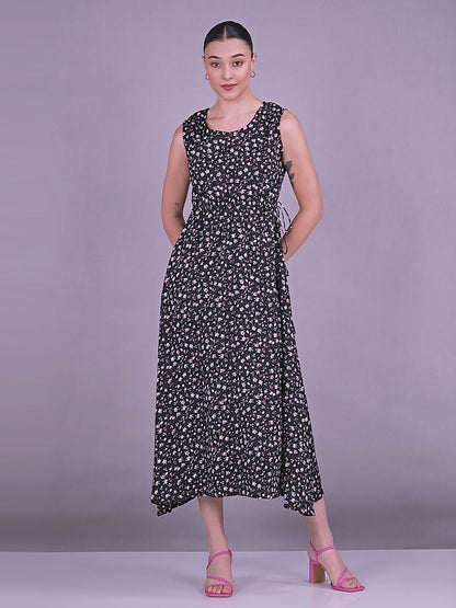 Rayon Crap Flower Printed Gown Dress For Girls And Women's.